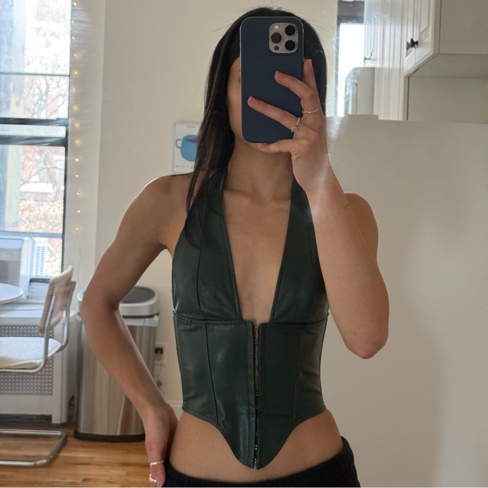 Miaou Dark Green Halter Top